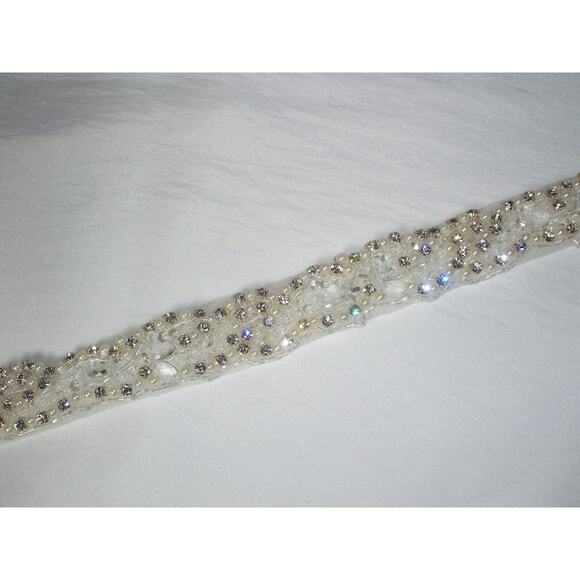 Horsehair Rhinestone Beaded Bridal Belt Wedding Formal Bridal Prom Party Belt - Picture 2 of 5